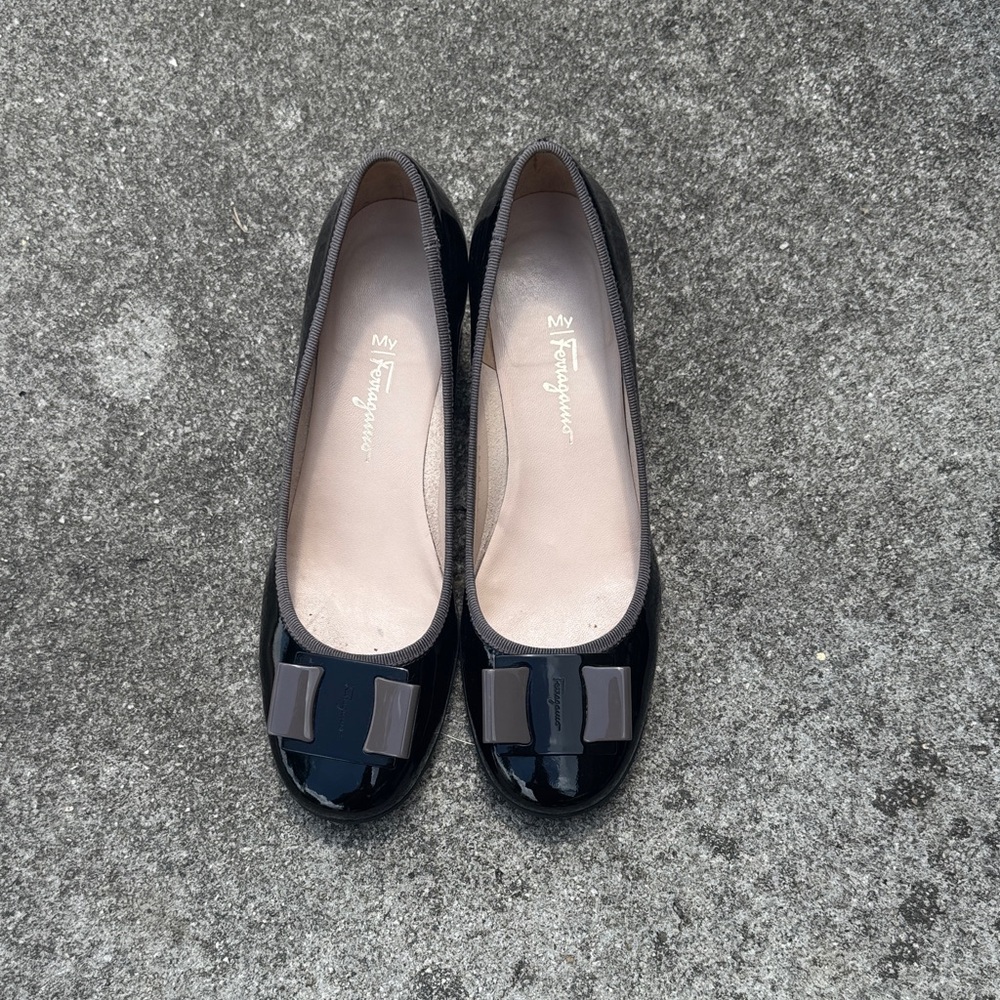 My Ferragamo Black Low Block Heel Pumps - Size 7
